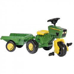 Tricycle Trac John Deere avec remorque Kid et volant sonore (sans piles) Rolly Toys