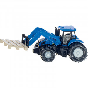Tracteur avec fourche à palettes et palettes Siku