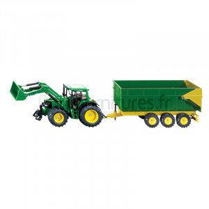 Tracteur avec chargeur frontal et remorque John Deere Siku