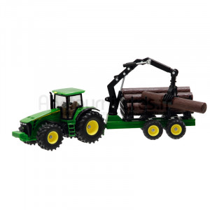 Tracteur avec remorque forestière John Deere 8430 Siku