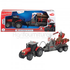Tracteur à friction, léger, son, remorque fonctionnant sur pile, pièces mobiles, long. 42 cm Massey Ferguson 8737 Dickie