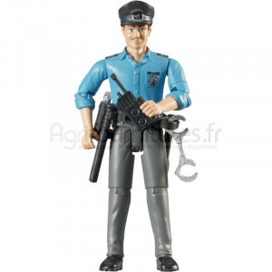 Policier à la peau claire et accessoires Bruder