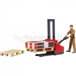 Figurine, boites d‘expédition, chariot-élévateur avec 2 palettes Bruder