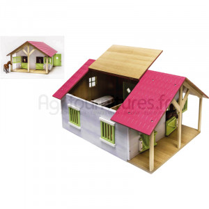 Écurie en bois avec 2 boxes et atelier, rose Kids Globe