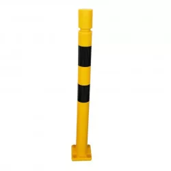 Poteau TPX Viso, mémoire de forme - Avec platine - Noir-jaune -Tête cylindrique Ht 1000 - Ø 80 mm