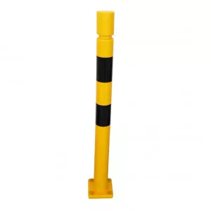 Poteau TPX Viso, mémoire de forme - Avec platine - Noir-jaune -Tête cylindrique Ht 1000 - Ø 80 mm