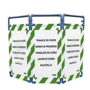 Barrière Travo Viso PVC - 3 vantaux - Logo TRAVAUX EN COURS - Blanc-Vert L 1700 x H 1000 mm