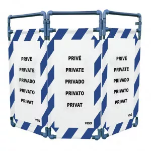 Barrière Travo Viso PVC - 3 vantaux - Logo PRIVÉ - Blanc-Bleu L 1700 x H 1000 mm