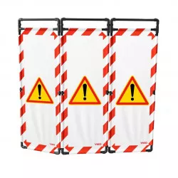 Barrière Travo Viso PVC - 3 vantaux - Logo ATTENTION DANGER - Blanc-Rouge L 1700 x H 1800 mm