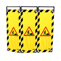 Barrière Travo Viso PVC - 3 vantaux - Logo CHANTIER - Jaune-noir-rouge L 1700 x H 1800 mm
