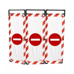 Barrière Travo Viso PVC - 3 vantaux - Logo SENS INTERDIT - Blanc-Rouge L 1700 x H 1800 mm
