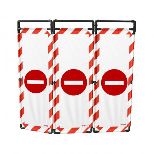 Barrière Travo Viso PVC - 3 vantaux - Logo SENS INTERDIT - Blanc-Rouge L 1700 x H 1800 mm