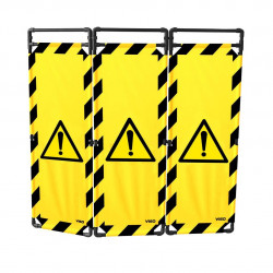 Barrière Travo Viso PVC - 3 vantaux - Logo DANGER ÉLECTRICITÉ - Noir-Jaune L 1700 x H 1800 mm