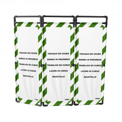 Barrière Travo Viso PVC - 3 vantaux - TRAVAUX EN COURS - Blanc-Vert L 1700 x H 1800 mm