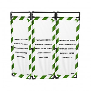 Barrière Travo Viso PVC - 3 vantaux - TRAVAUX EN COURS - Blanc-Vert L 1700 x H 1800 mm