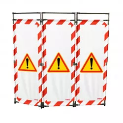 Barrière Travo Viso INOX - 3 vantaux - Logo ATTENTION DANGER - Noir-Jaune L 1700 x H 1800 mm