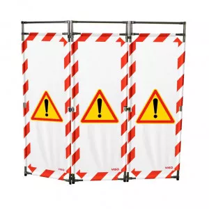 Barrière Travo Viso INOX - 3 vantaux - Logo ATTENTION DANGER - Noir-Jaune L 1700 x H 1800 mm