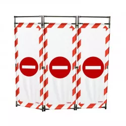 Barrière Travo Viso INOX - 3 vantaux - Logo SENS INTERDIT - Rouge L 1700 x H 1800 mm