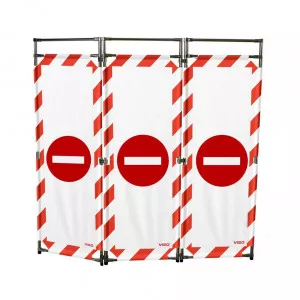 Barrière Travo Viso INOX - 3 vantaux - Logo SENS INTERDIT - Rouge L 1700 x H 1800 mm