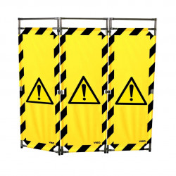Barrière Travo Viso INOX - 3 vantaux - Logo DANGER - Noir-Jaune L 1700 x H 1800 mm
