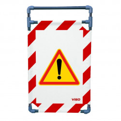 Barrière Travo Viso PVC - 1 panneau - Logo ATTENTION DANGER - Rouge-Blanc L 570 x H 1000 mm