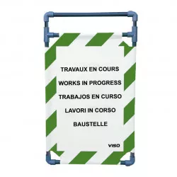 Barrière Travo Viso PVC - 1 Panneau - Logo TRAVAUX EN COURS - Bleu-Blanc L 570 x H 1000 mm