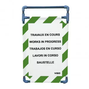 Barrière Travo Viso PVC - 1 Panneau - Logo TRAVAUX EN COURS - Bleu-Blanc L 570 x H 1000 mm