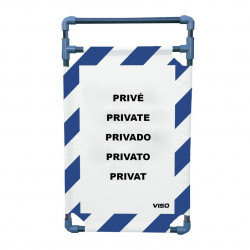 Barrière Travo Viso PVC - 1 Panneau - Logo PRIVÉ - Bleu-Blanc L 570 x H 1000 mm