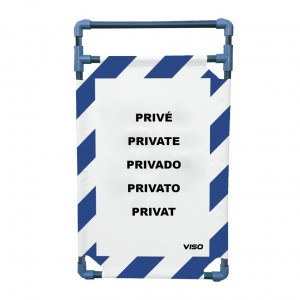 Barrière Travo Viso PVC - 1 Panneau - Logo PRIVÉ - Bleu-Blanc L 570 x H 1000 mm