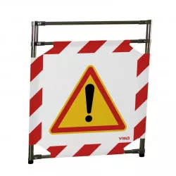 Barrière Travo Viso INOX - 1 Panneau - Logo DANGER - Blanc-Rouge L 570 x H 1000 mm