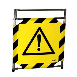Barrière Travo Viso INOX - 1 Panneau - Logo DANGER - Noir-Jaune L 570 x H 1000 mm
