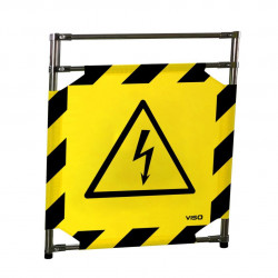 Barrière Travo Viso INOX - 1 Panneau - Logo DANGER ÉLECTRICITÉ - Noir-Jaune L 570 x H 1000 mm