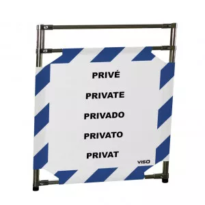 Barrière Travo Viso INOX - 1 Panneau - Logo PRIVÉ - Bleu-Blanc L 570 x H 1000 mm