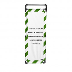 Barrière Travo Viso PVC - 1 Panneau - Logo TRAVAUX EN COURS - Vert-Blanc L 570 x H 1800 mm