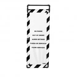 Barrière Travo Viso PVC - 1 panneau - Logo EN PANNE - Noir-Blanc L 570 x H 1800 mm