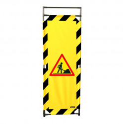 Barrière Travo Viso INOX - 1 panneau - Logo CHANTIER - Noir-Jaune L 570 x H 1800 mm
