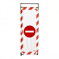 Barrière Travo Viso INOX - 1 panneau - Logo SENS INTERDIT - Rouge-Blanc L 570 x H 1800 mm