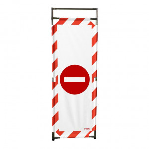 Barrière Travo Viso INOX - 1 panneau - Logo SENS INTERDIT - Rouge-Blanc L 570 x H 1800 mm