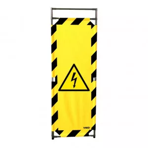 Barrière Travo Viso INOX - 1 panneau - Logo DANGER ÉLECTRICITÉ - Noir-Jaune L 570 x H 1800 mm