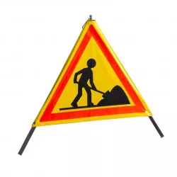Tripode pliable Triak Viso pour signalisation temporaire de CHANTIER - Jaune-Noir-Rouge - Classe 1