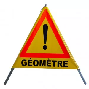 Tripode pliable Viso pour signalisation temporaire DANGER GEOMETRE - Jaune-Noir-Rouge