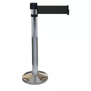 Poteau chromé RS4 Viso - sangle 4 m - noire - larg. 100 mm
