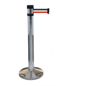 Poteau chromé RS4 Viso - sangle 4 m - bleu-blanc-rouge - larg. 50 mm