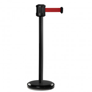Poteau noir RX2 Viso - boitier étanche sangle rouge - Long. 2 m - Larg. 5 cm