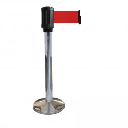 Poteau chromé RX410 Viso - boitier étanche sangle rouge - Long. 4 m - Larg. 10 cm