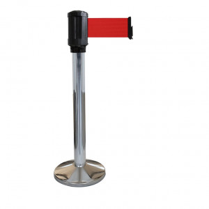 Poteau chromé RX410 Viso - boitier étanche sangle rouge - Long. 4 m - Larg. 10 cm