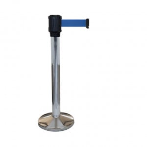 Poteau chromé RX4 Viso - boitier étanche sangle bleu - Long. 4 m - Larg. 5 cm