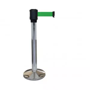 Poteau chromé RX4 Viso - boitier étanche sangle vert - Long. 4 m - Larg. 5 cm