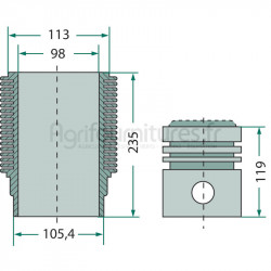 Kit cylindrée, piston Ø 98 mm,  intérieurØ 35 mm modèles Junior 109 par Porsche