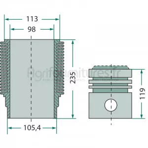 Kit cylindrée, piston Ø 98 mm,  intérieurØ 35 mm modèles Junior 109 par Porsche